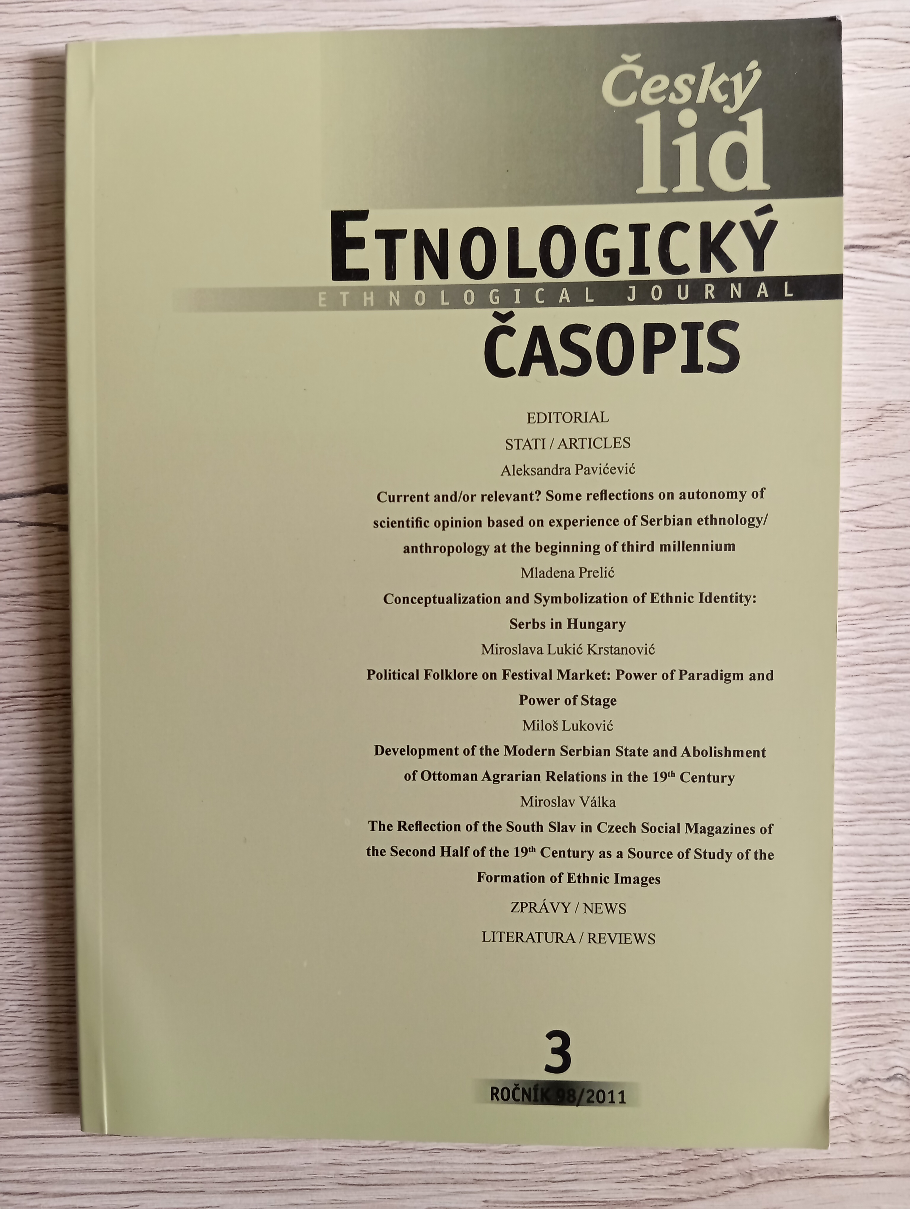 ČESKÝ LID. ETNOLOGICKÝ ČASOPIS 3/2011 - Kolektiv